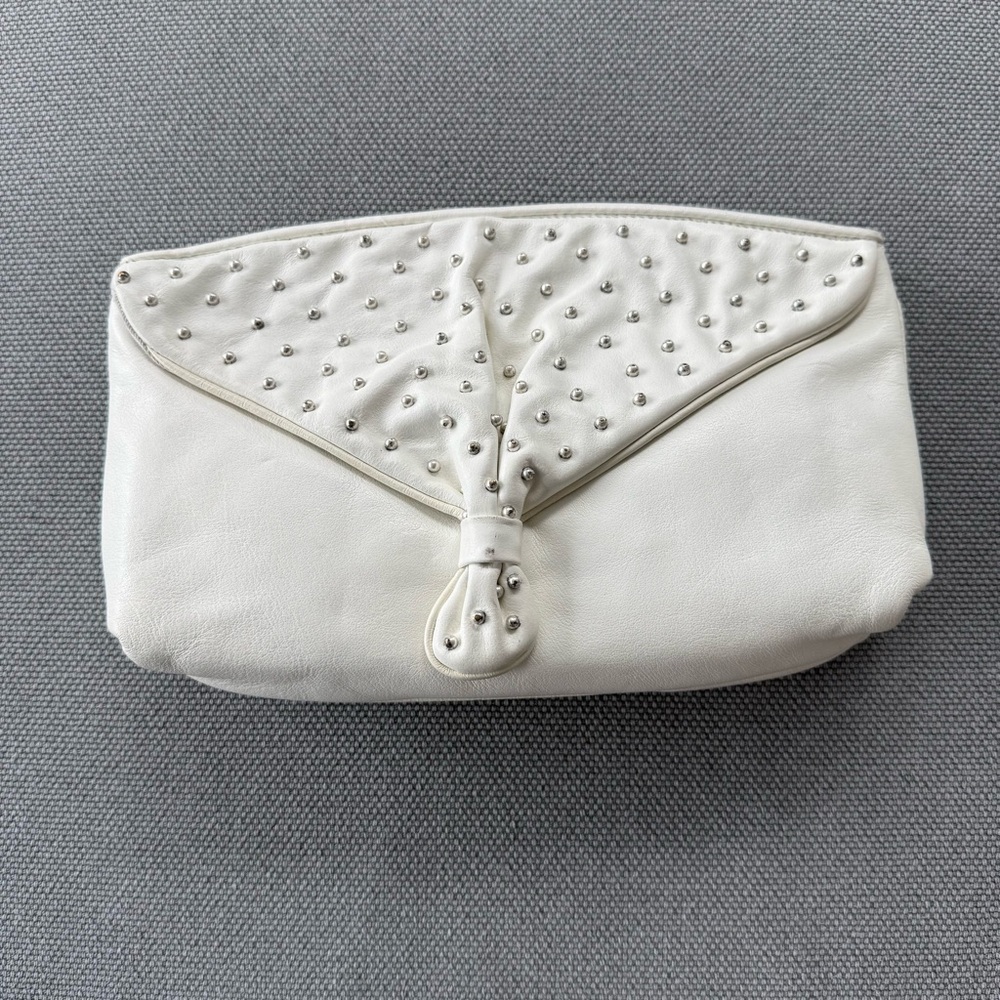 Sharif White Studded Clutch Pocketbook